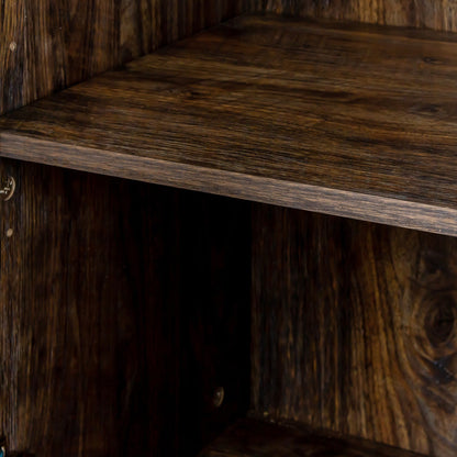 Dark wood cabinet interior with shelves and visible shelf pins for a freestanding sideboard on Tampa Home & Garden Store