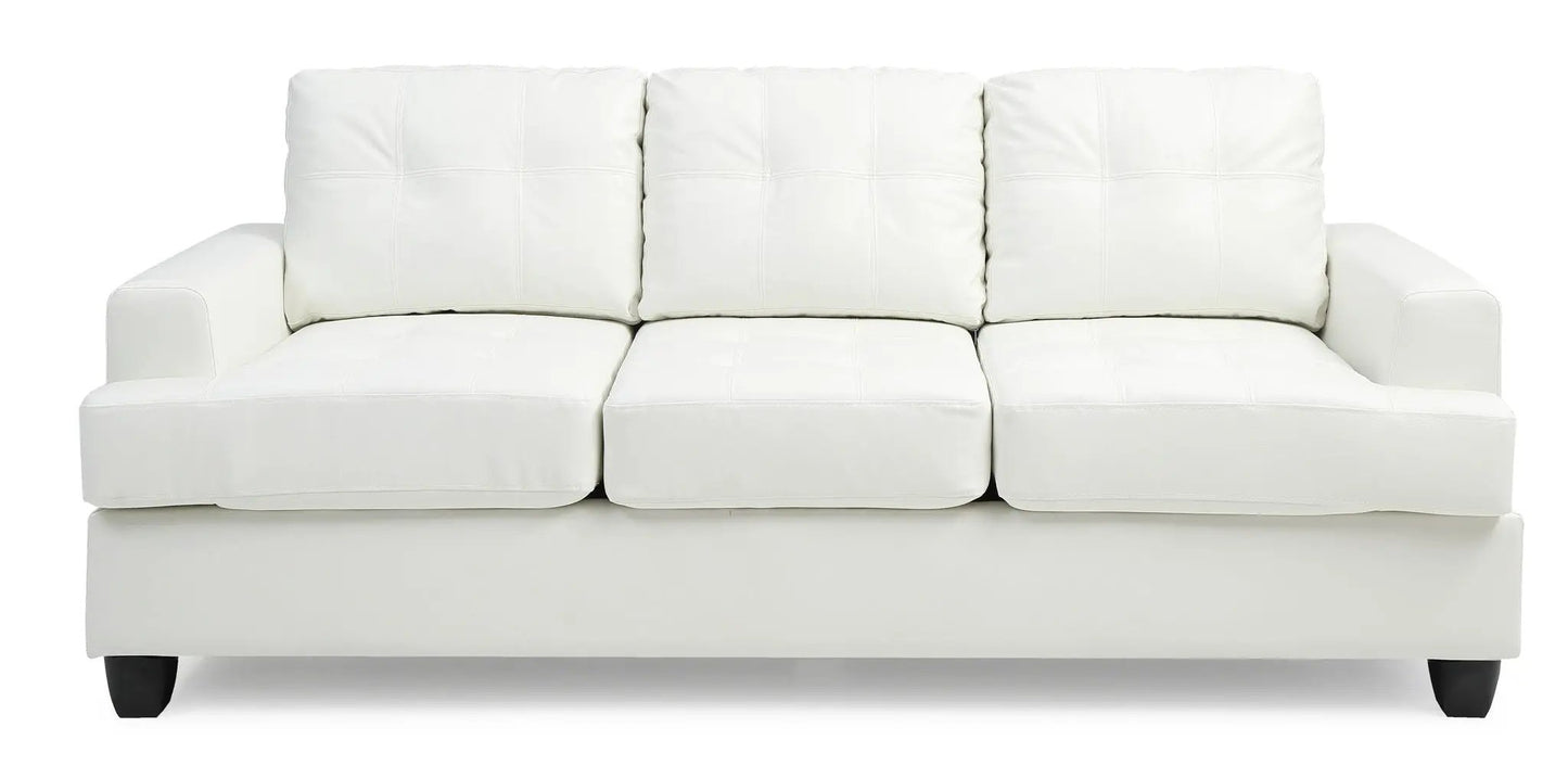 Sandridge sofa by Unique Piece Furniture, white leather 3-seat with grid-stitched cushions on Tampa Home & Garden Store
