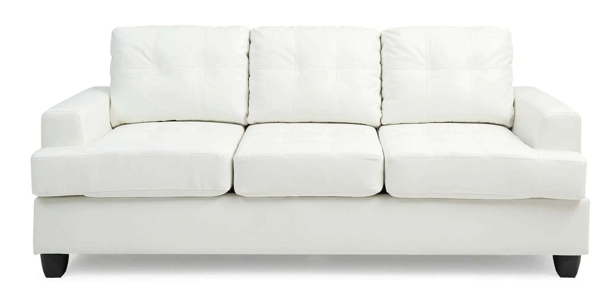 Sandridge sofa by Unique Piece Furniture, white leather 3-seat with grid-stitched cushions on Tampa Home & Garden Store