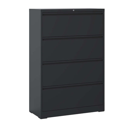 Premium Drawer Metal Lateral File Cabinet with Lock by HouseOfZazla Black finish on Tampa Home & Garden Store