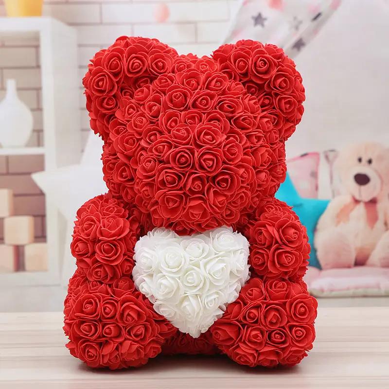 Red rose bear with white rose heart, Valentine's Day teddy gift by FLIPSTYLEZLLC on Tampa Home & Garden Store