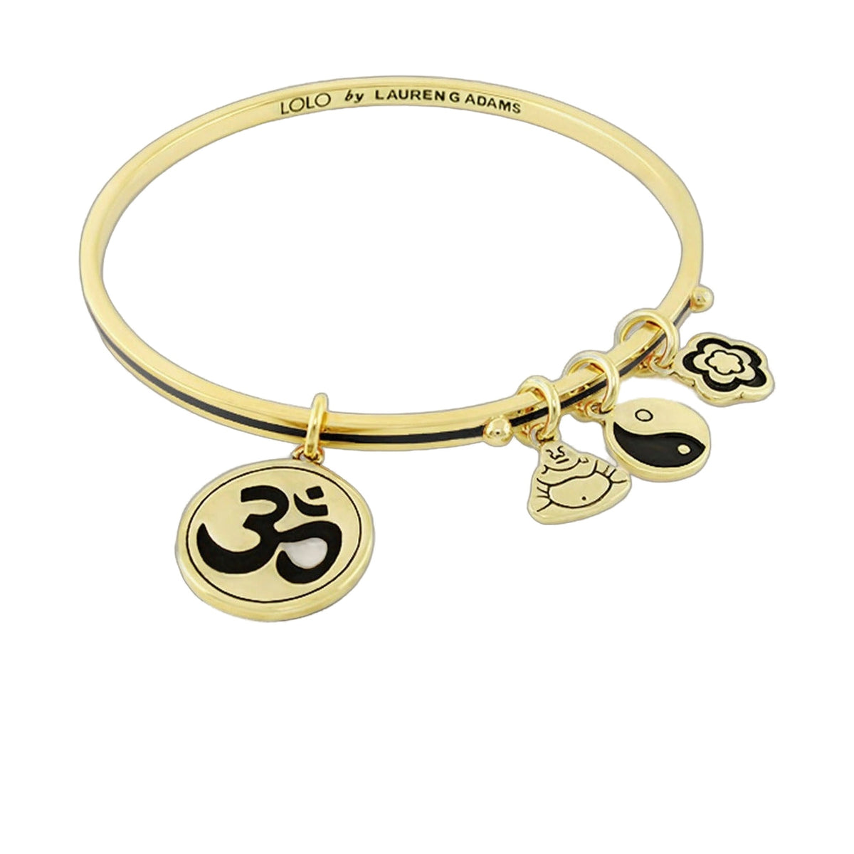 Lolo Ohm Non Adjustable Bangle by Lauren G Adams, gold tone floral charm bracelet on Tampa Home & Garden Store