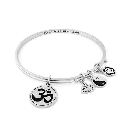 Lolo Ohm Non Adjustable Bangle by Lauren G Adams silver-tone bracelet with Om symbol charm on Tampa Home & Garden Store