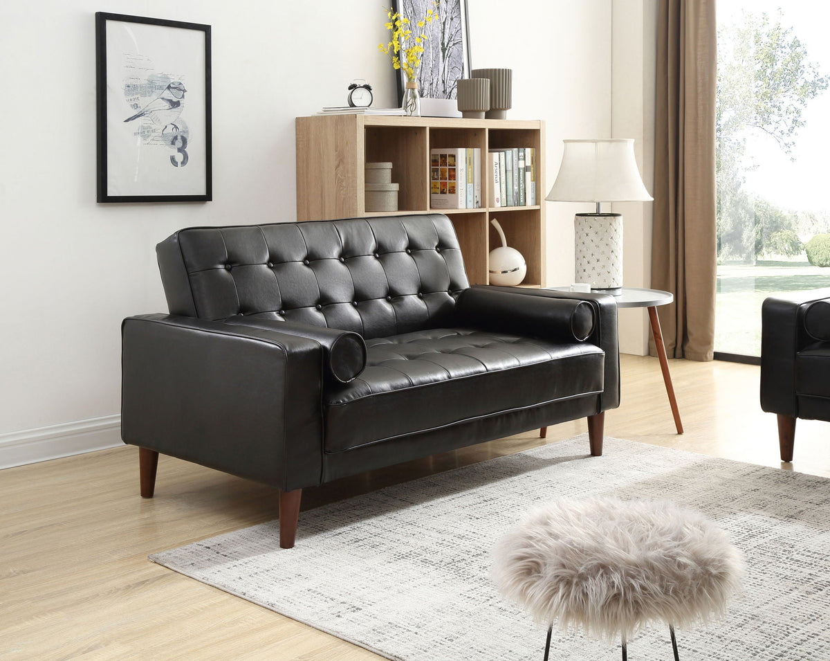 Contemporary two-seat futon loveseat in black leather by HouseOfZazla on Tampa Home & Garden Store
