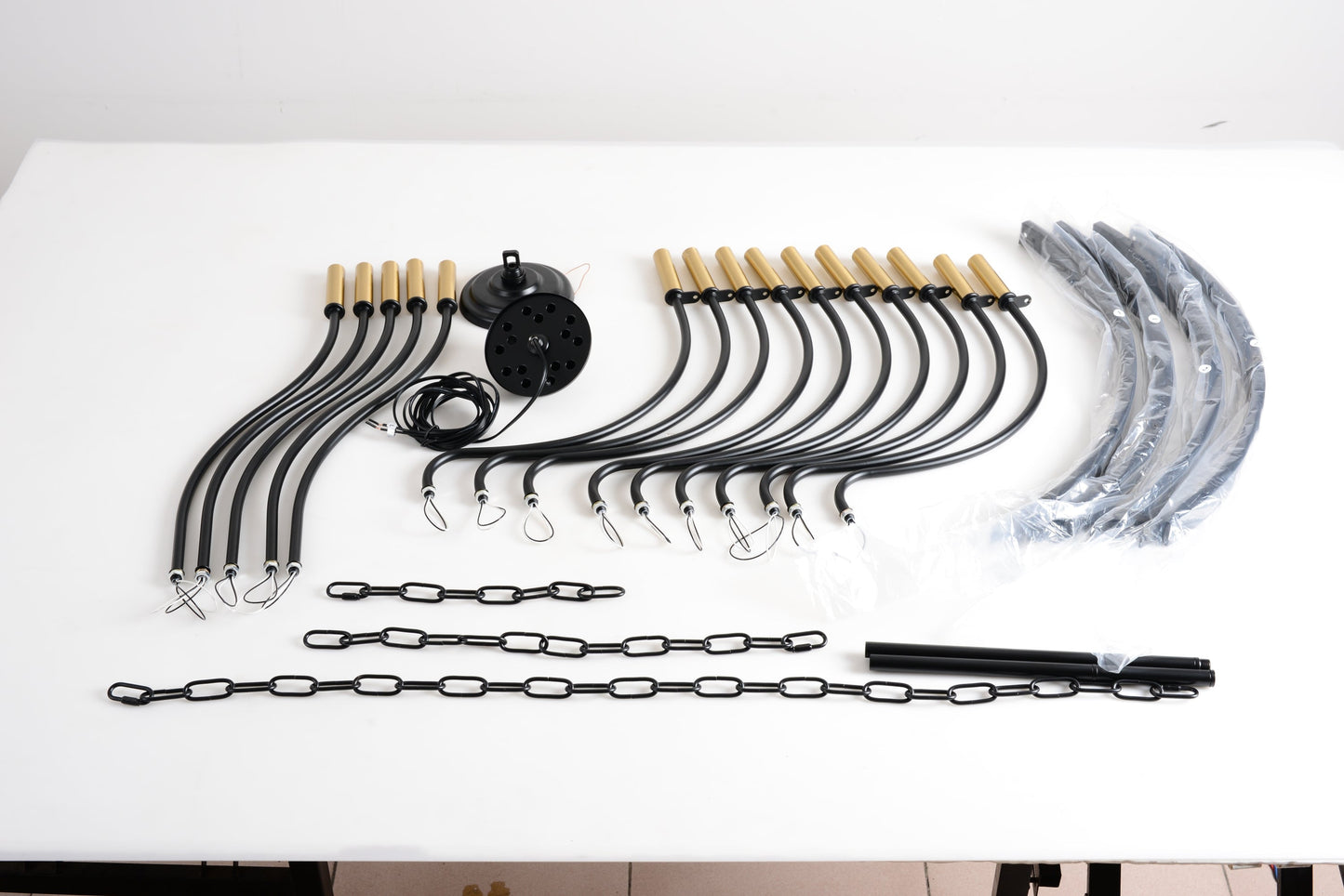 15-Light Industrial Iron Chandelier kit with black cords and brass sockets HouseOfZazla on Tampa Home & Garden Store