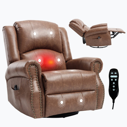Heat massage manual recliner chair in brown leather with rocker and swivel by HouseOfZazla on Tampa Home & Garden Store