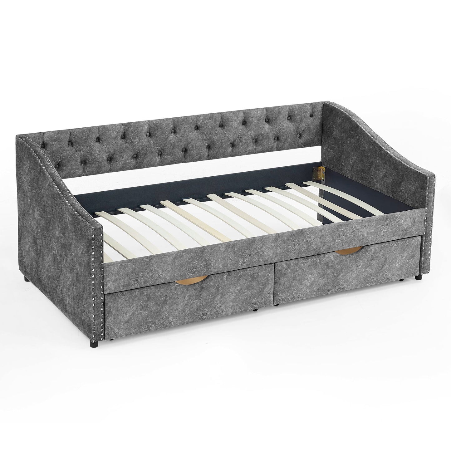 Upholstered Tufted Daybed with Storage Drawers