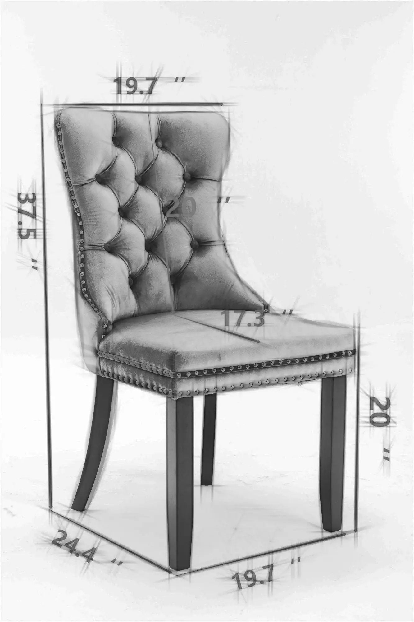 Nikki upholstered dining chair set in tufted gray fabric by Unique Piece Furniture on Tampa Home & Garden Store