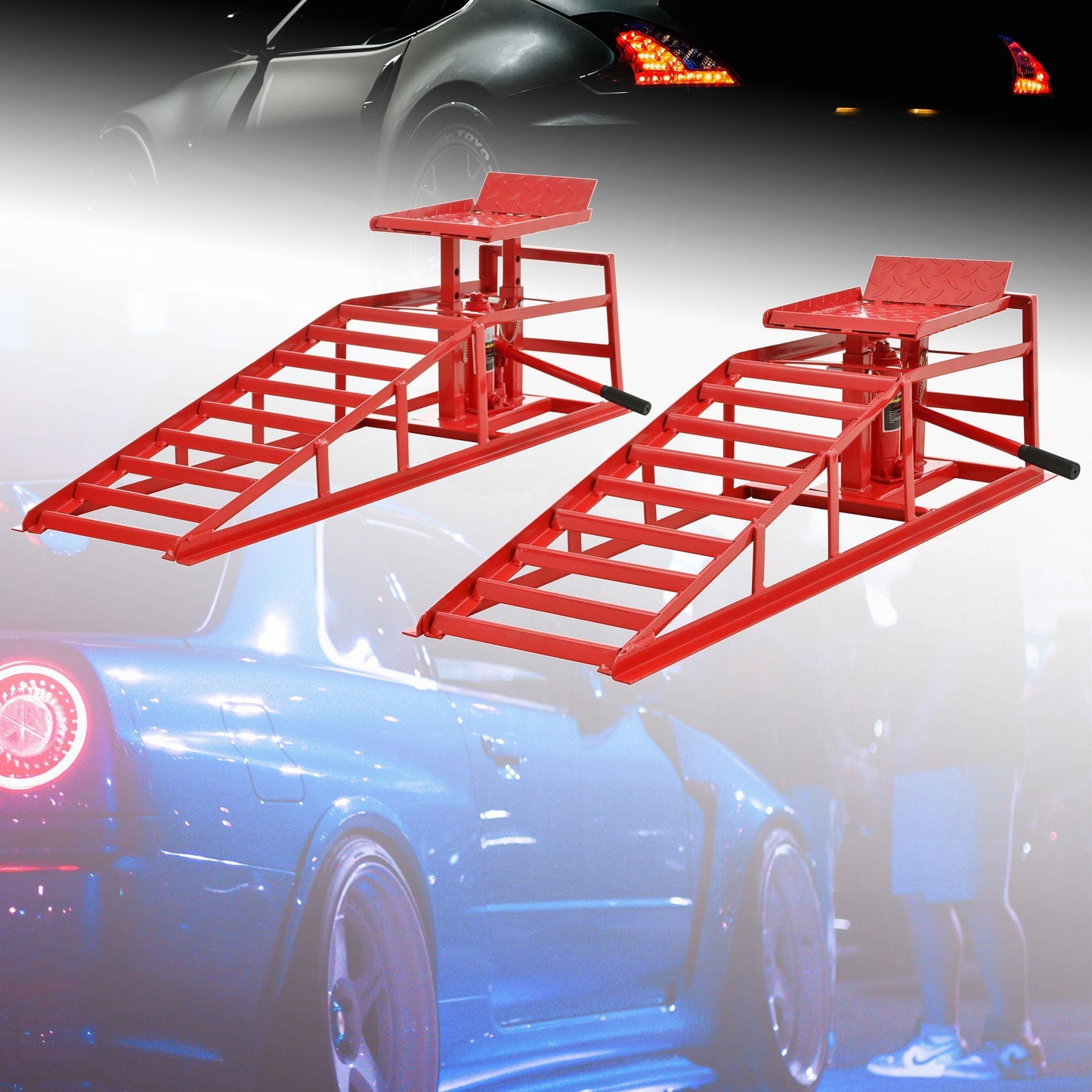 Suxidi 5 Ton hydraulic automotive lift with red ramps, HouseOfZazla on Tampa Home & Garden Store