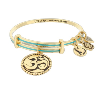 Lolo Ohm Bangle by Lauren G Adams, gold-tone bracelet with turquoise enamel and charms on Tampa Home & Garden Store