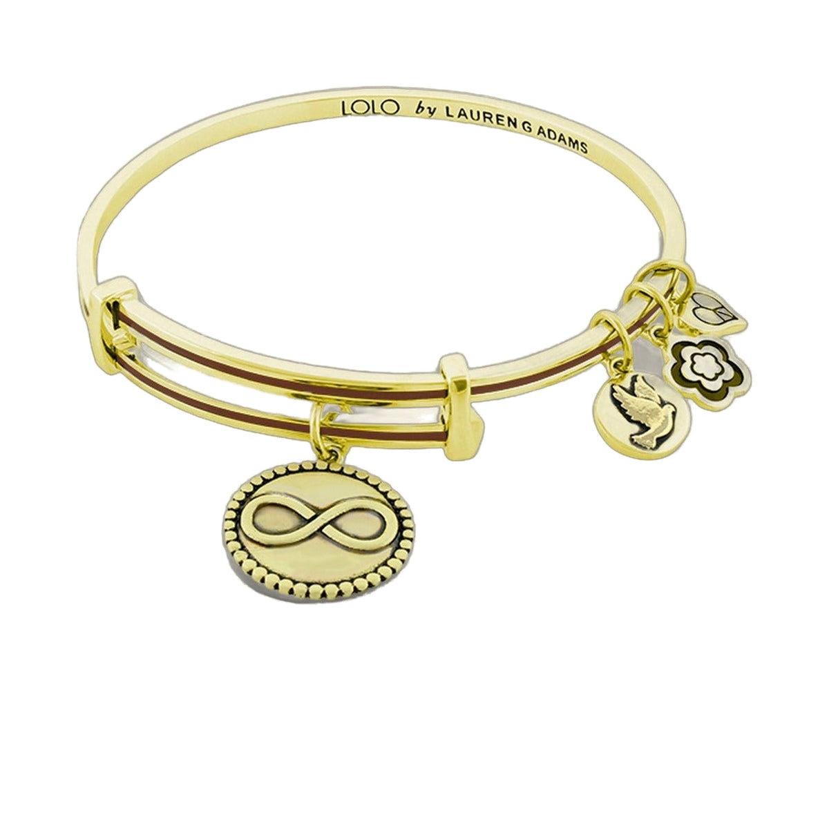 Lolo Infinity Bangle by Lauren G Adams, gold-tone bracelet with infinity charm on Tampa Home & Garden Store