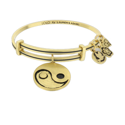 Lolo Yin Yang Bangle by Lauren G Adams, gold-tone bracelet with yin-yang pendant on Tampa Home & Garden Store