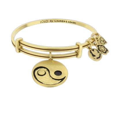 Lolo Yin Yang Bangle by Lauren G Adams, gold-tone bracelet with yin yang charm on Tampa Home & Garden Store