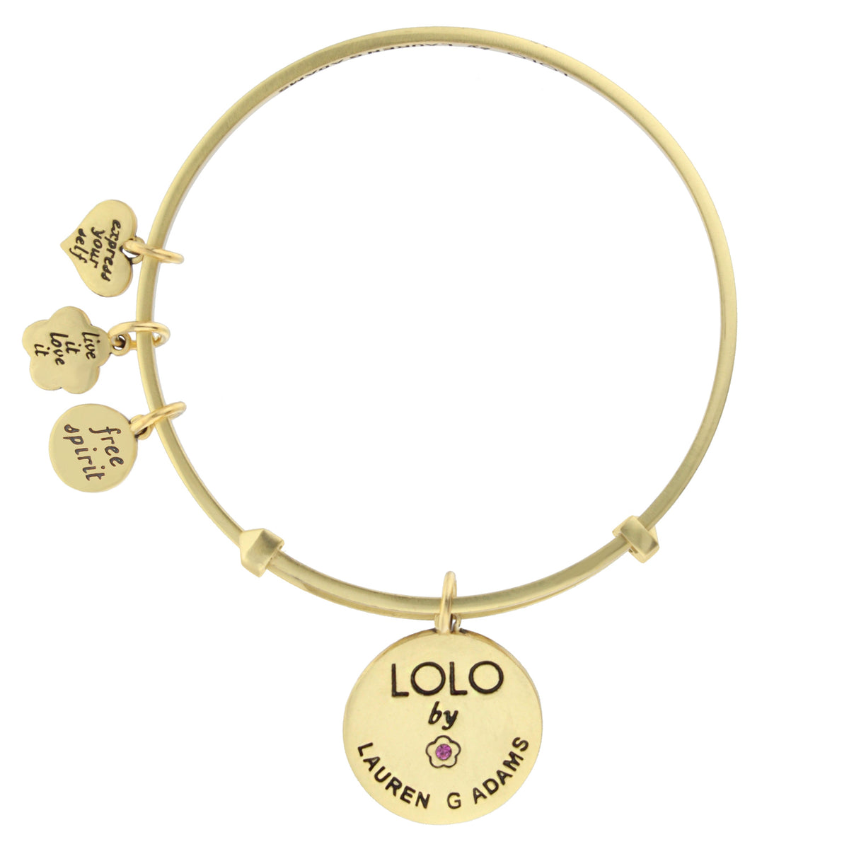 Lolo Yin Yang Bangle gold-tone bracelet with 5 engraved charm discs by Lauren G Adams on Tampa Home & Garden Store