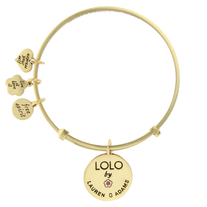 Lolo Yin Yang Bangle gold-tone bracelet with 5 engraved charm discs by Lauren G Adams on Tampa Home & Garden Store