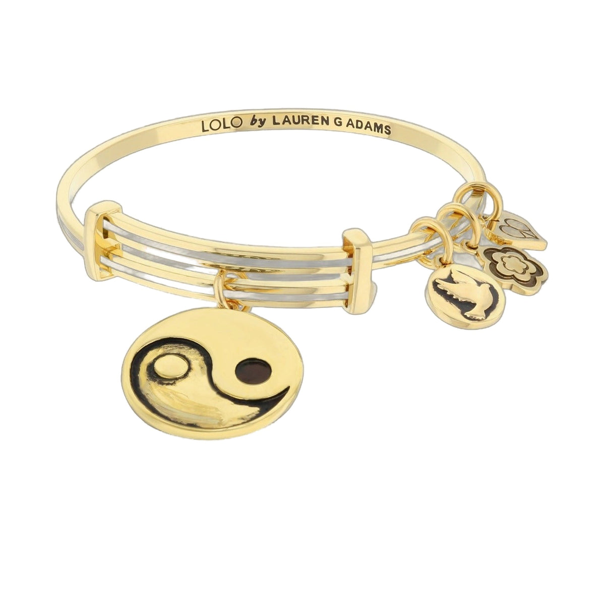 Lolo Yin Yang Bangle bracelet in gold-tone with yin-yang charm by Lauren G Adams on Tampa Home & Garden Store