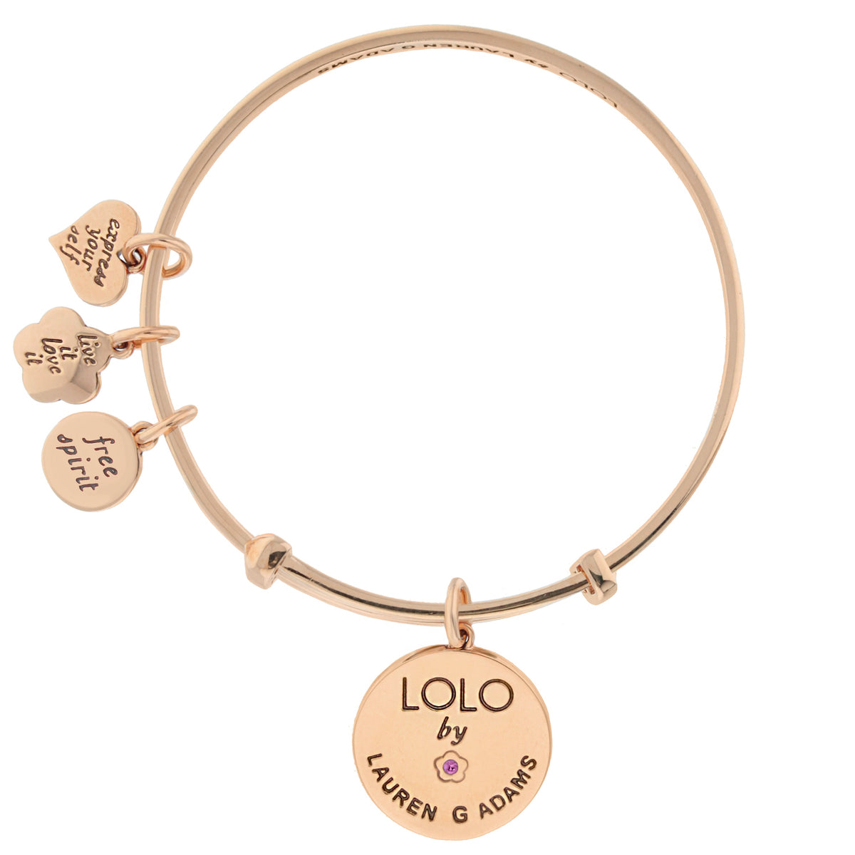 Lolo Yin Yang Bangle bracelet in rose gold with heart charms by Lauren G Adams on Tampa Home & Garden Store
