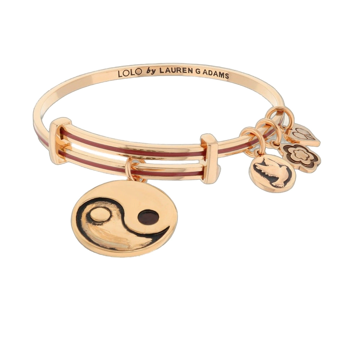Lolo Yin Yang Bangle by Lauren G Adams, gold-tone bracelet with yin-yang charm on Tampa Home & Garden Store