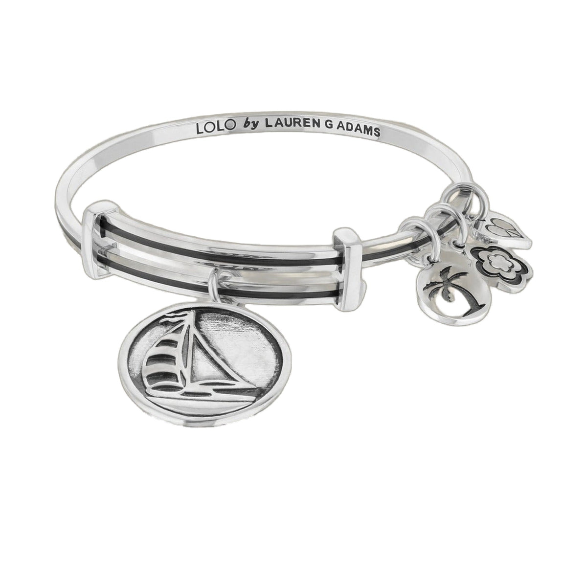 LOLO Sailboat Bangle by Lauren G Adams in silver tone with sailboat charm on Tampa Home & Garden Store