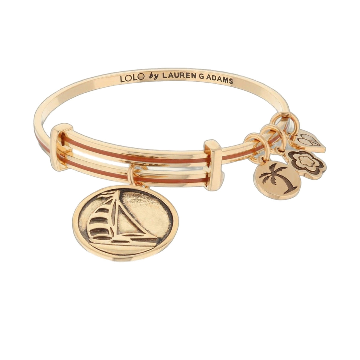 Lolo Sail Boat Bangle by Lauren G Adams gold-tone bracelet with sailboat charm on Tampa Home & Garden Store