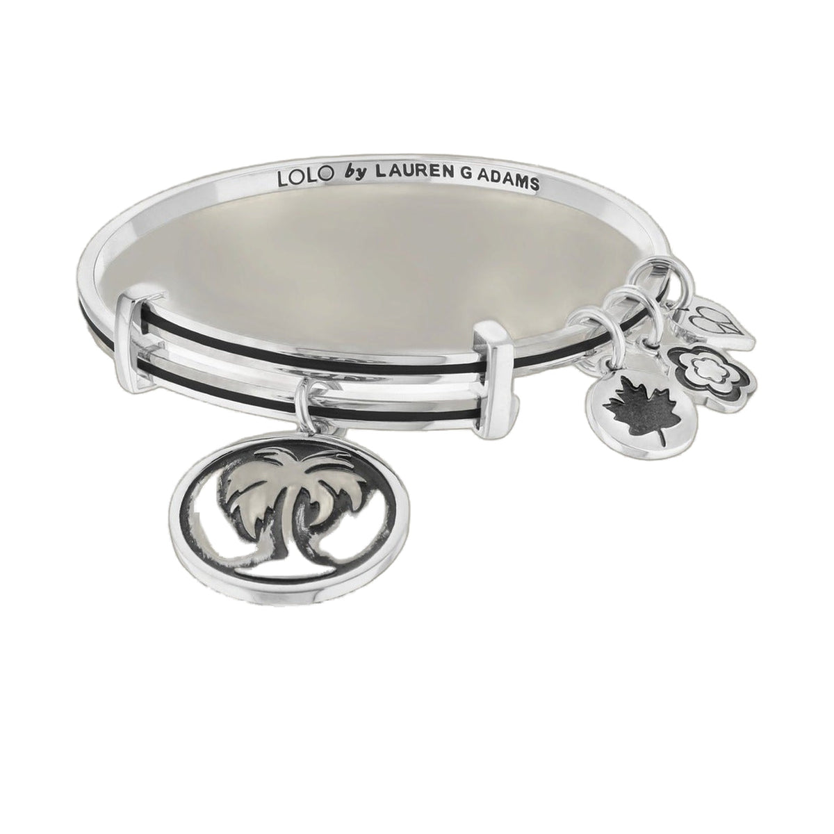 Lolo Palm Tree Bangle stack silver-tone bracelets with palm tree charms by Lauren G Adams on Tampa Home & Garden Store