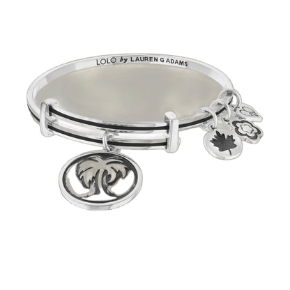 Lolo Palm Tree Bangle stack silver-tone bracelets with palm tree charms by Lauren G Adams on Tampa Home & Garden Store