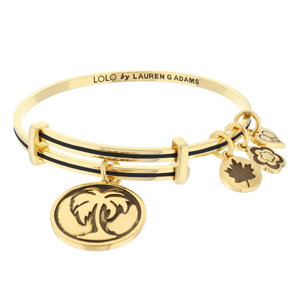 Lolo Palm Tree Bangle gold-tone stackable bracelet with palm tree charms by Lauren G Adams on Tampa Home & Garden Store