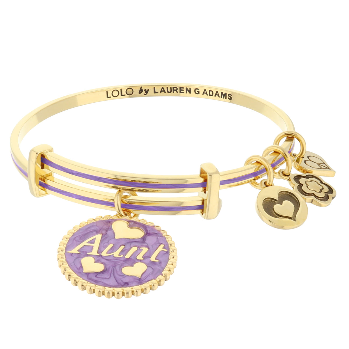 Lolo Aunt Bangle set in gold-tone with purple enamel stripes by Lauren G Adams on Tampa Home & Garden Store
