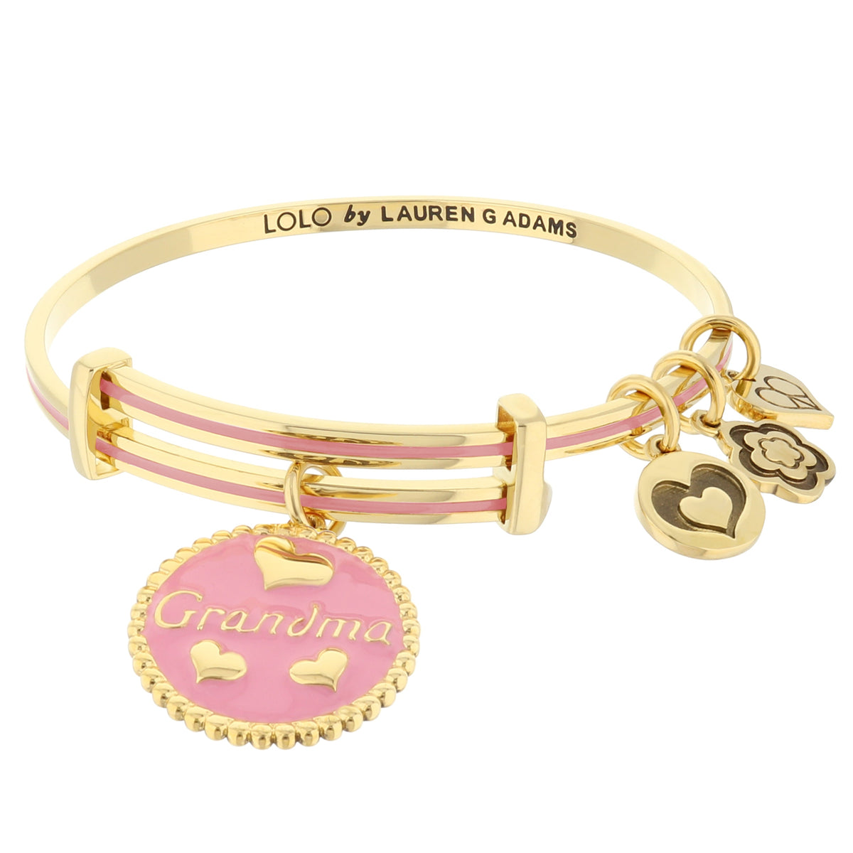 Lolo Grandma Bangle trio bracelets with pink enamel and Grandma charm by Lauren G Adams on Tampa Home & Garden Store