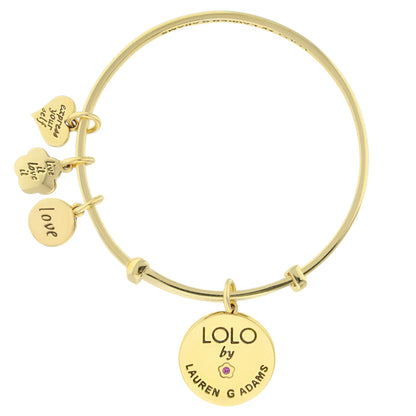 Lolo Grandma Bangle bracelet in gold tone with LOLO by Lauren G Adams charm on Tampa Home & Garden Store