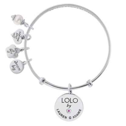 Initial Y Bangle bracelet in silver with multiple disc charms by Lauren G Adams on Tampa Home & Garden Store