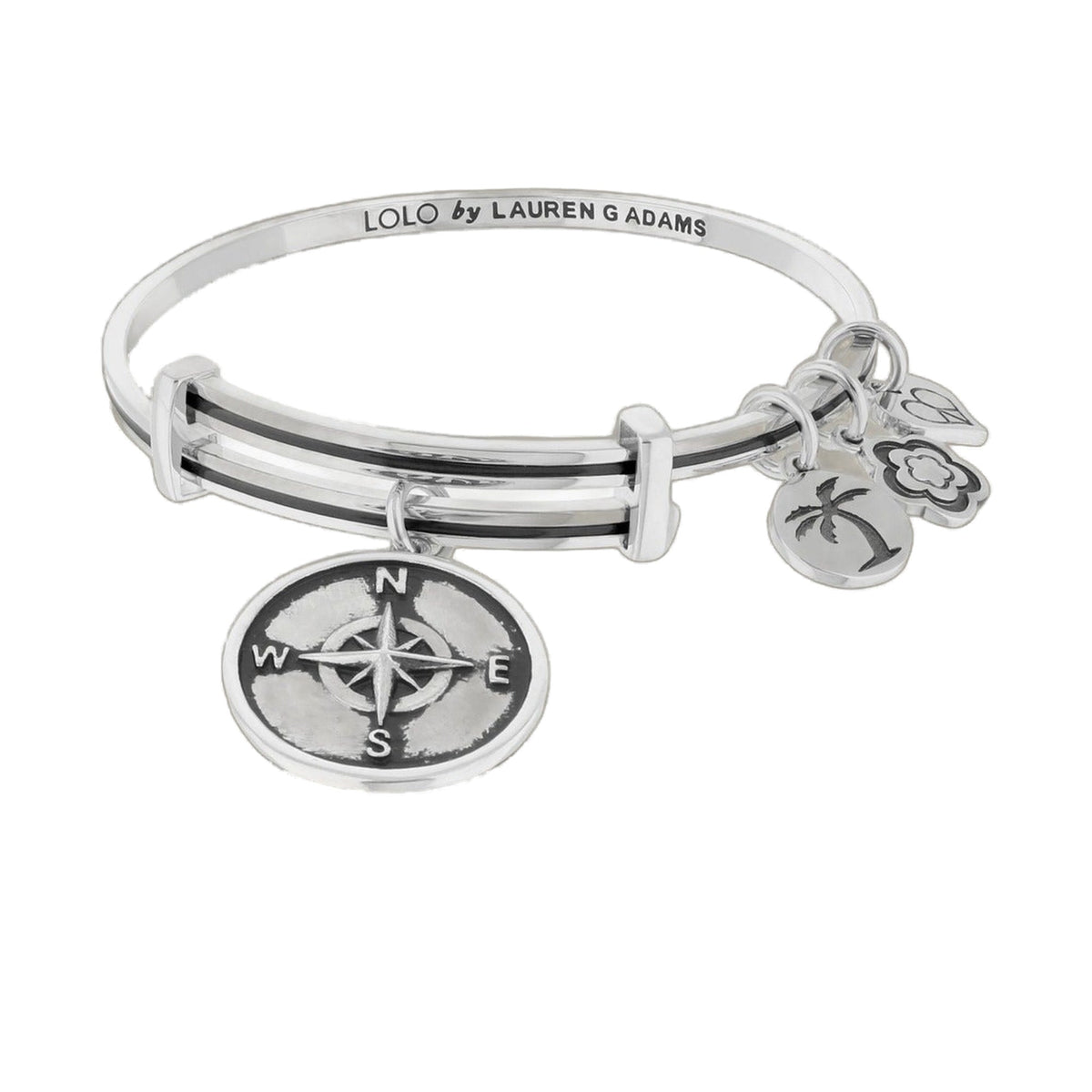 Lolo Compass Bangle by Lauren G Adams, silver bracelet with compass pendant on Tampa Home & Garden Store