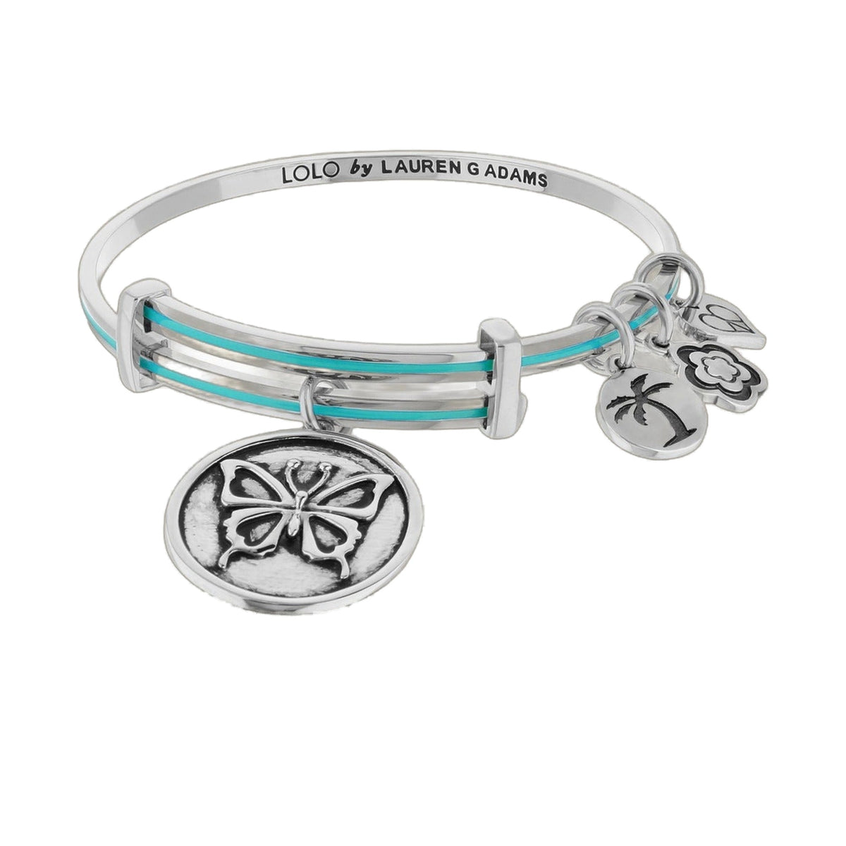 Lolo Butterfly Bangle by Lauren G Adams, silver-tone bracelet with turquoise accents on Tampa Home & Garden Store