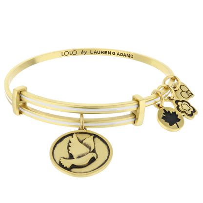 Lolo Dove Bangle bracelet gold-tone with dove charms by Lauren Adams on Tampa Home & Garden Store