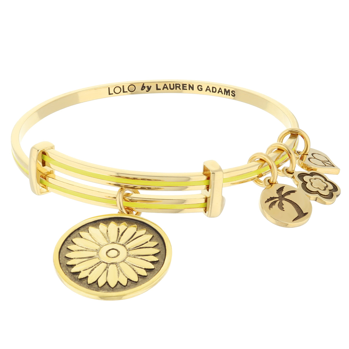 Lolo Daisy Bangle set in gold tone with daisy charm accents by Lauren G Adams on Tampa Home & Garden Store