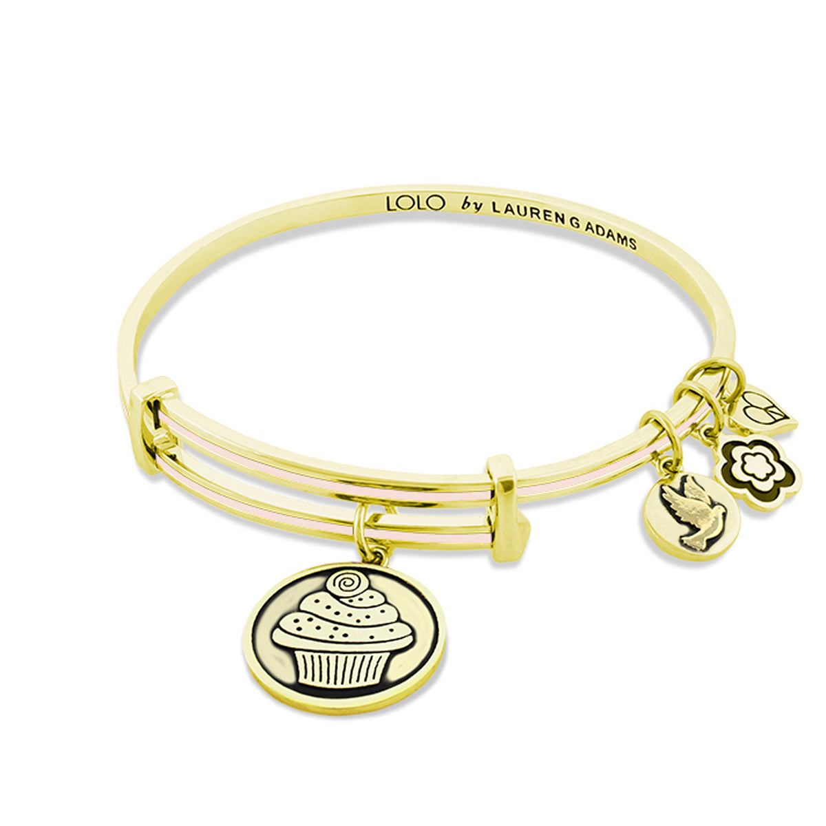 Lolo Cupcake Bangle gold-tone bracelet with pink enamel and cupcake charm by Lauren G Adams on Tampa Home & Garden Store