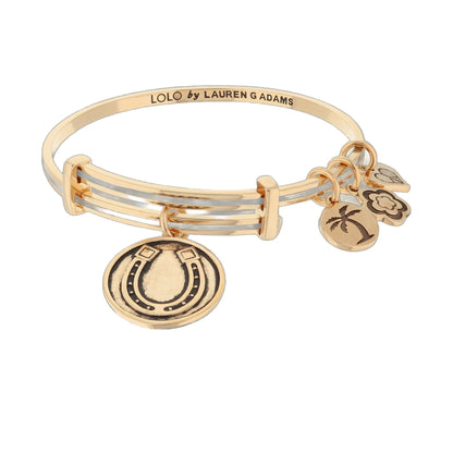 Lolo Good Luck Bangle gold-tone bracelet by Lauren G Adams with stacked bands and lucky charms on Tampa Home & Garden Store