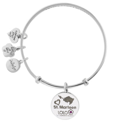 Lolo St. Maarten bangle bracelet with engraved disc charms, silver tone by Lauren G Adams on Tampa Home & Garden Store