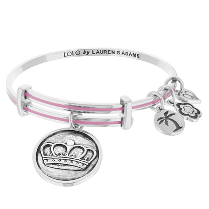 Lolo Queen Bangle bracelet in silver with pink stripe LOLO by LAUREN G ADAMS charms on Tampa Home & Garden Store