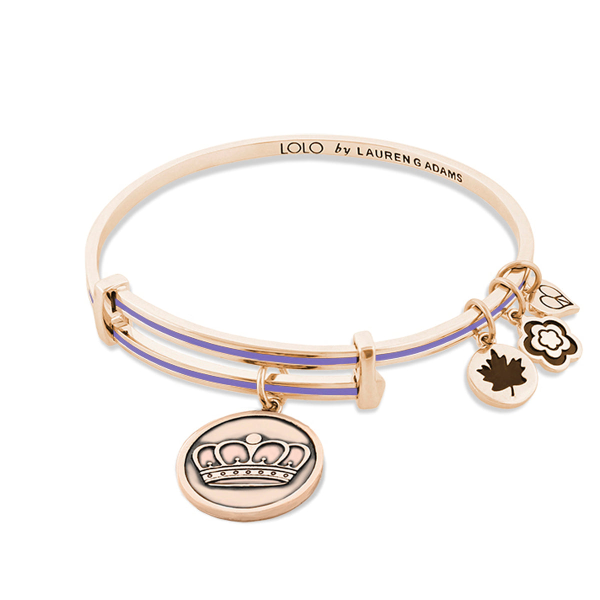 Lolo Queen Bangle bracelet in rose-gold with enamel accents and crown charm by Lauren G Adams on Tampa Home & Garden Store