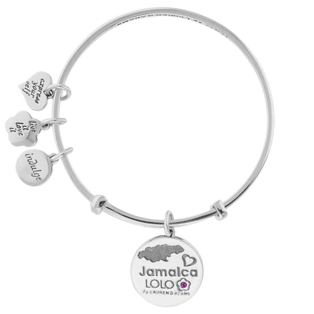 Lolo Jamaica Marijuana Leaf Bangle with disc charms, silver finish by Lauren G Adams on Tampa Home & Garden Store