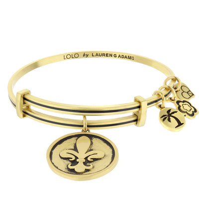 Lolo Fleur De Lis Bangle, gold-tone, black enamel and fleur-de-lis charms Lauren G Adams on Tampa Home & Garden Store