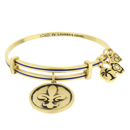 Lolo Fleur De Lis Bangle by Lauren G Adams; gold-tone bracelet with blue enamel stripe on Tampa Home & Garden Store
