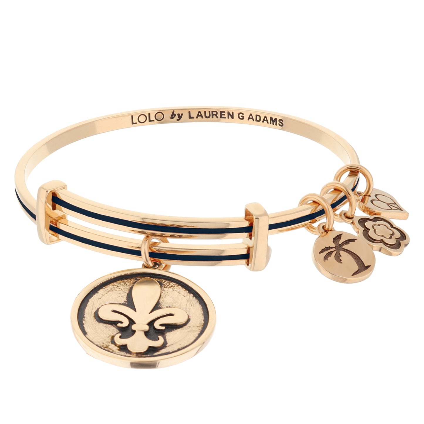 Lolo Fleur De Lis Bangle by Lauren G Adams gold-tone with fleur-de-lis charms on Tampa Home & Garden Store