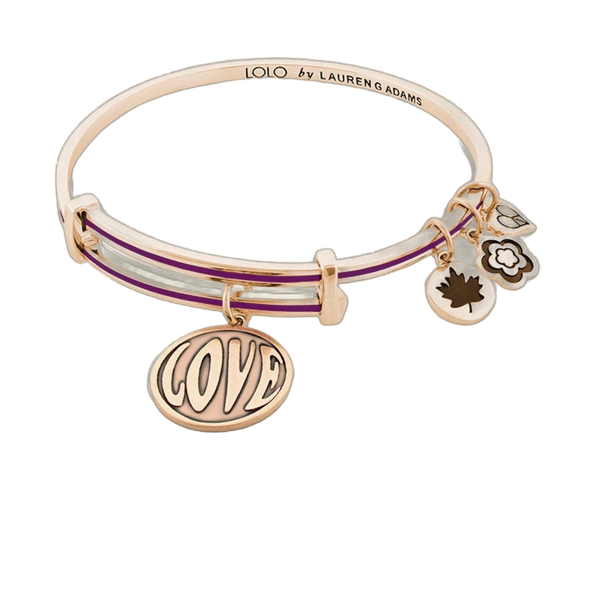 Lolo Love Bangle rose-gold bracelet with purple enamel stripe and charms by Lauren G Adams on Tampa Home & Garden Store
