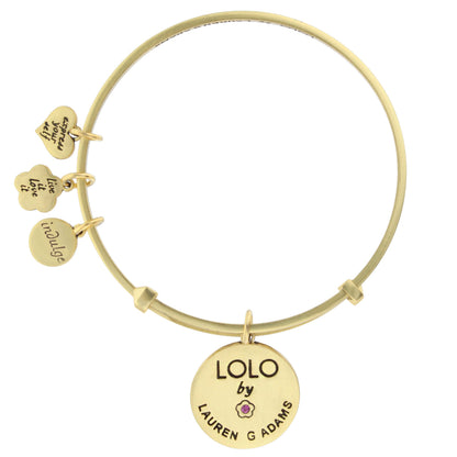 Lolo Cruising Bangle by Lauren G Adams gold tone bracelet with stamped disk charms on Tampa Home & Garden Store
