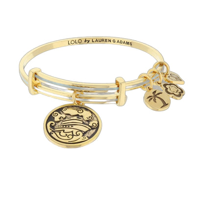 Lolo Cruising Bangle bracelet gold-tone with LOLO by LAUREN G ADAMS engraving and charms on Tampa Home & Garden Store