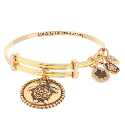 Lolo Turtle Bangle gold-tone bracelet with turtle charm and layered bands by Lauren G Adams on Tampa Home & Garden Store