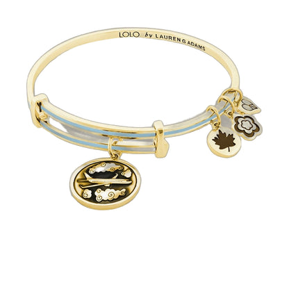 Lolo Sky Is the Limit Bangle gold-tone with blue enamel accents and Lauren G Adams charms on Tampa Home & Garden Store