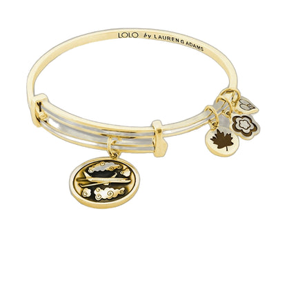 Lolo Sky Is the Limit Bangle, gold-tone bracelet by Lauren G Adams with travel charms on Tampa Home & Garden Store